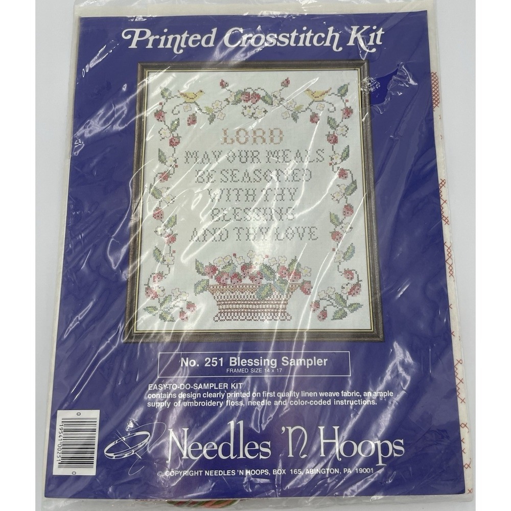 New Needles 'n Hoops # 251 Blessing Sampler Kit In Sealed Package NIP Crosstitch